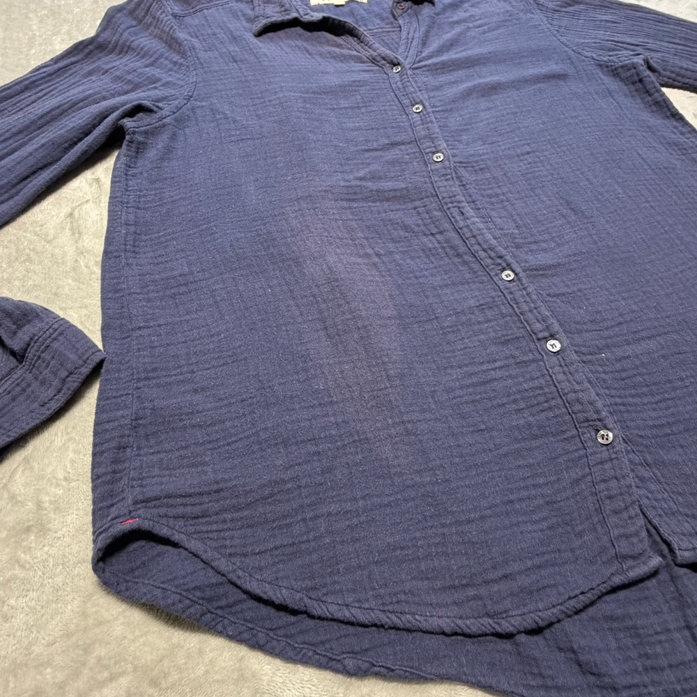 Xirena Beau Navy Blue Double Gauze Cotton M Button Down Shirt Women Textured USA - Picture 2 of 10